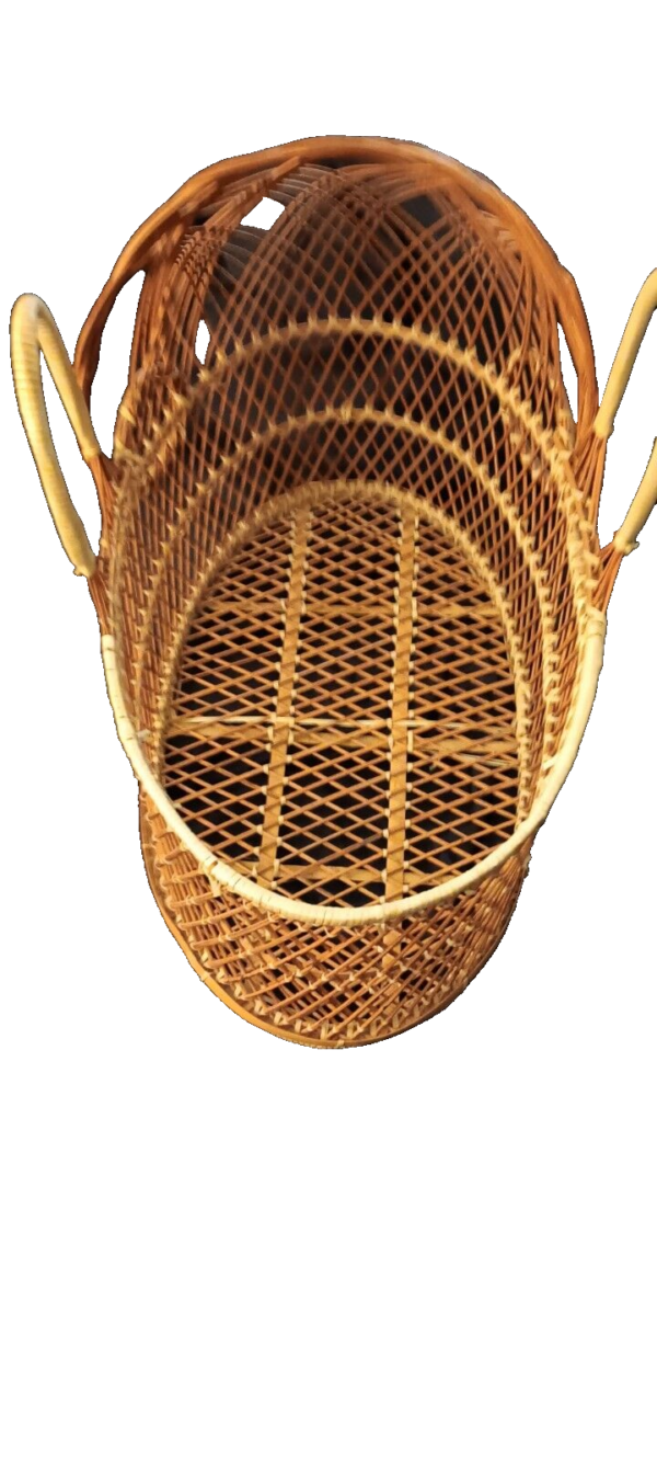 Vintage 1970's Woven Wicker Bassinet Basket 11x9x14” Baby Shower Decor Doll Bed - Image 3