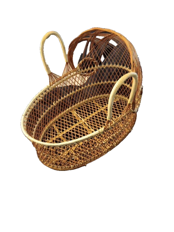 Vintage 1970's Woven Wicker Bassinet Basket 11x9x14” Baby Shower Decor Doll Bed - Image 6