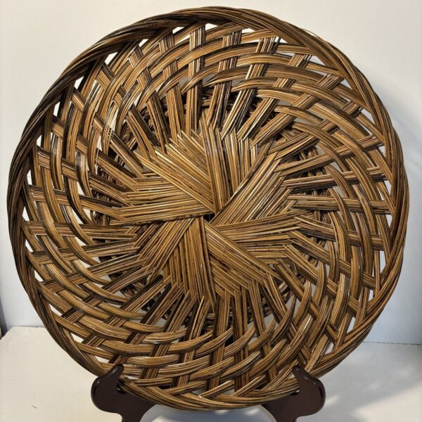 Vintage 2 Rattan Boho Woven Basket 19”& 16” Wall Decor/Serving Dish/Plant Trays - Image 4