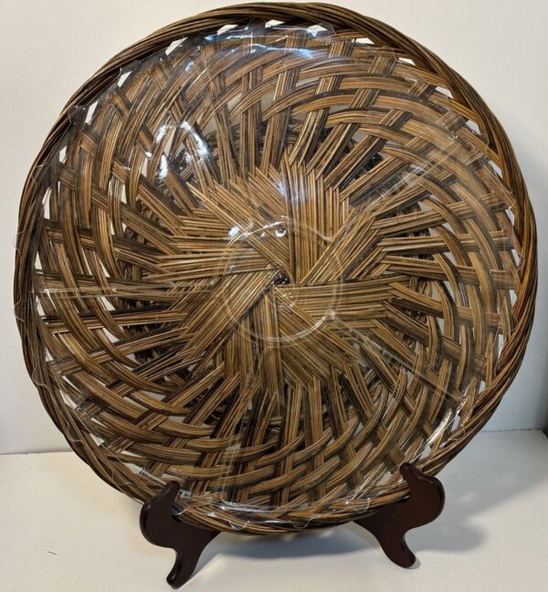 Vintage 2 Rattan Boho Woven Basket 19”& 16” Wall Decor/Serving Dish/Plant Trays - Image 6