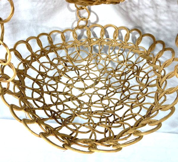 Vintage 3-Tier Round Hanging Wicker Rattan Basket, Boho, Fruit Basket, Kitchen - Image 3