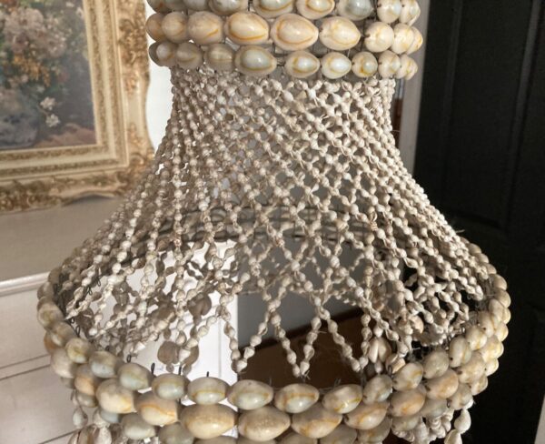 Vintage 34" Boho Seashell Hanging Basket Plant Holder Cottage Beach Cowrie Puka - Image 5