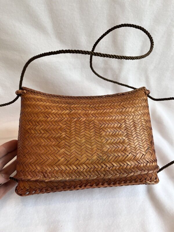 Vintage 70s Boho Wicker Rattan Woven Basket Slide Top Purse - Unique & Beautiful - Image 2