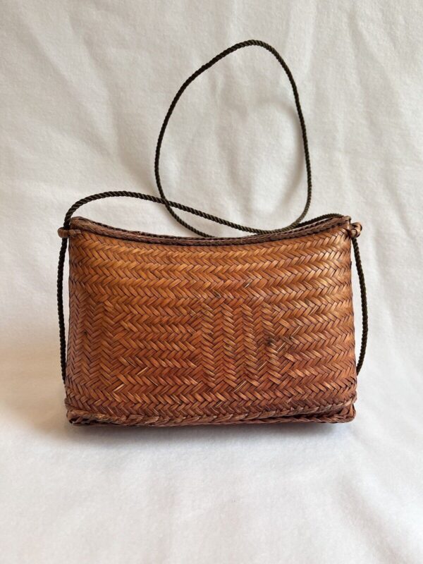 Vintage 70s Boho Wicker Rattan Woven Basket Slide Top Purse - Unique & Beautiful - Image 3