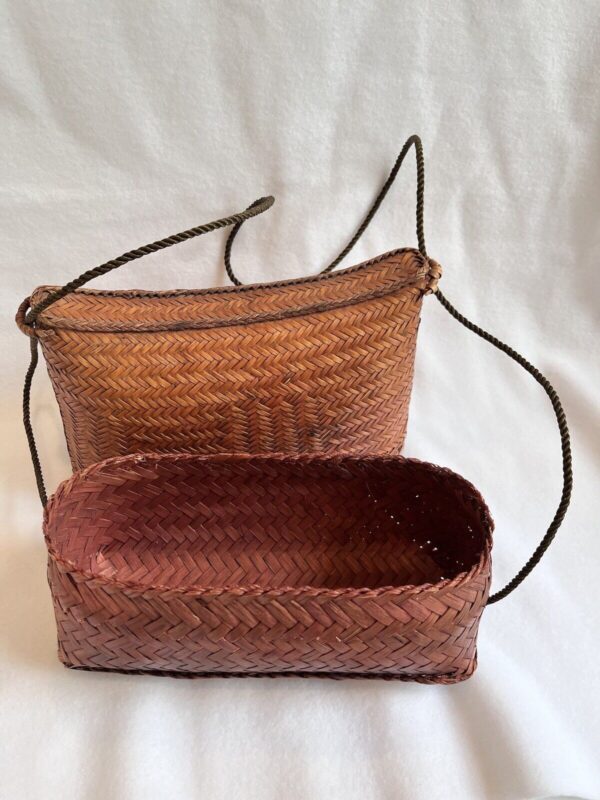 Vintage 70s Boho Wicker Rattan Woven Basket Slide Top Purse - Unique & Beautiful - Image 4