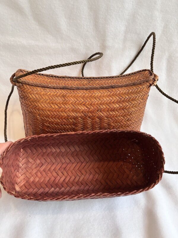 Vintage 70s Boho Wicker Rattan Woven Basket Slide Top Purse - Unique & Beautiful - Image 5