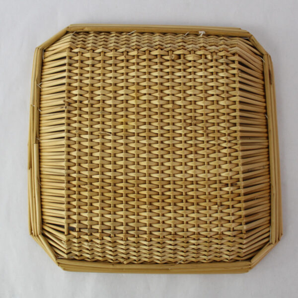 Vintage 8" Shallow Wicker Rattan Woven Basket Tray Boho Farmhouse - Image 2