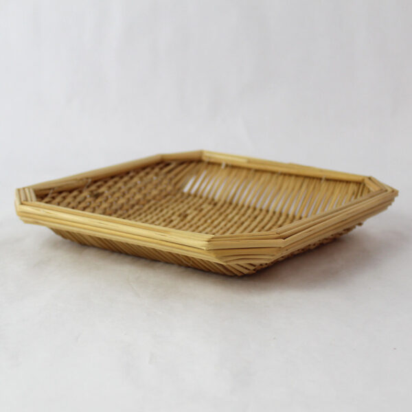 Vintage 8" Shallow Wicker Rattan Woven Basket Tray Boho Farmhouse - Image 5