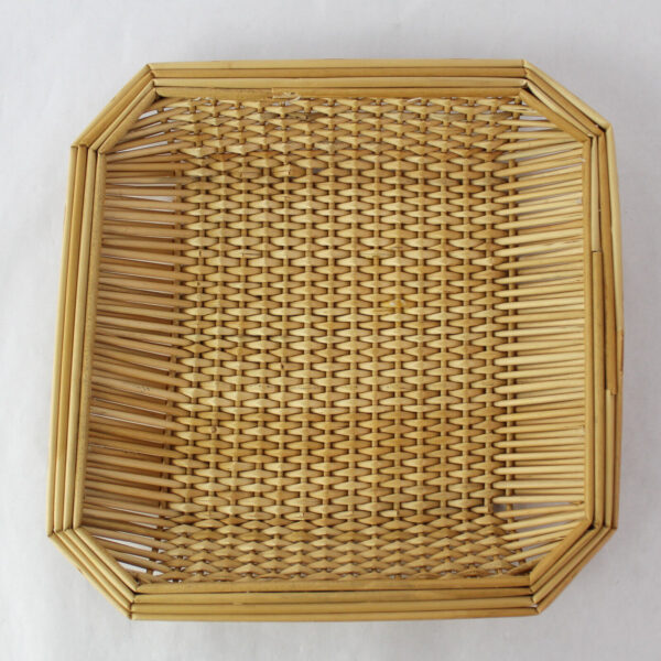 Vintage 8" Shallow Wicker Rattan Woven Basket Tray Boho Farmhouse