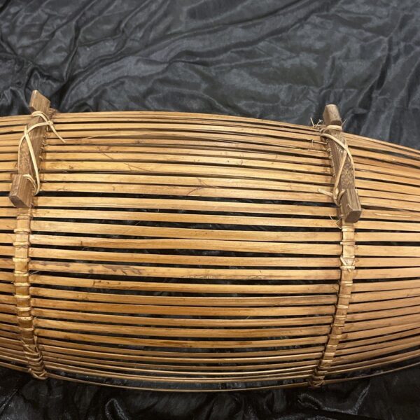 Vintage Asian BOHO Basket rattan wicker boat Mid Century Large 28.5x8.5x6.5" - Image 5