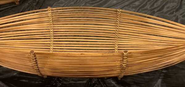 Vintage Asian BOHO Basket rattan wicker boat Mid Century Large 28.5x8.5x6.5"