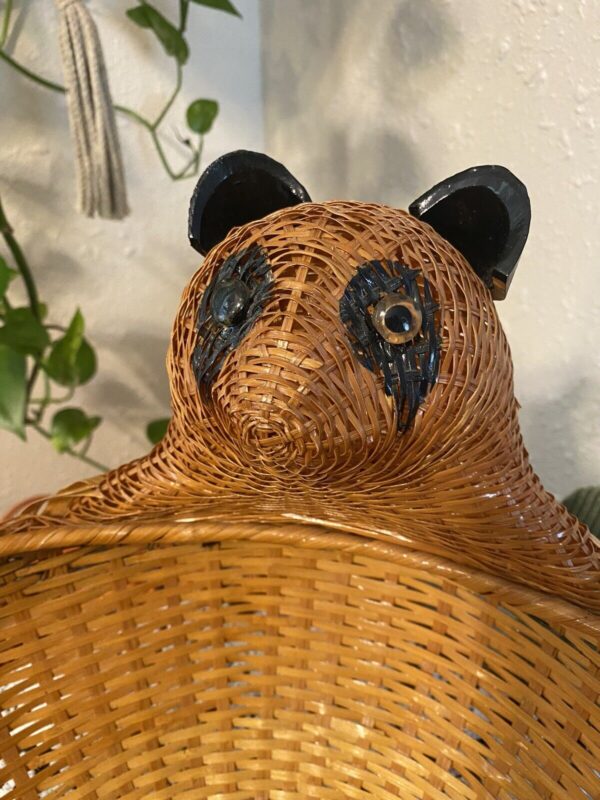 Vintage Asian Panda Wicker Basket Set Boho Whimsical Unique Home Decor Gift Idea - Image 3