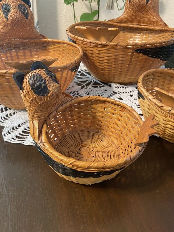 Vintage Asian Panda Wicker Basket Set Boho Whimsical Unique Home Decor Gift Idea - Image 6