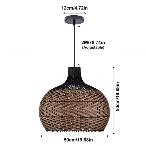 Vintage Bamboo Minimalism Rattan Ceiling Light Fixture Woven Pendant Lampshade - Image 5