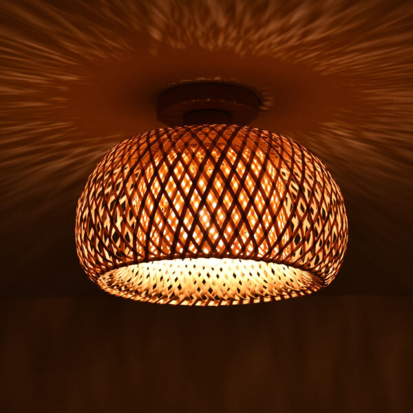 Vintage Bamboo Wicker Rattan Shade Pendant Light Hanging Ceiling Lamp Fixture!