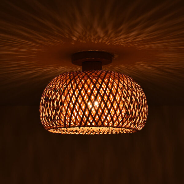 Vintage Bamboo Wicker Rattan Shade Pendant Light Hanging Ceiling Lamp Fixture US - Image 5