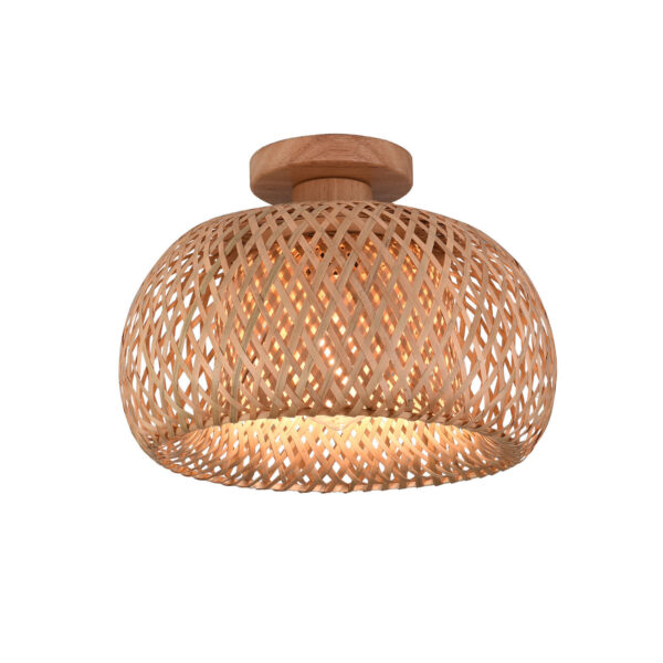 Vintage Bamboo Wicker Rattan Shade Pendant Light Hanging Ceiling Lamp Fixture US - Image 3