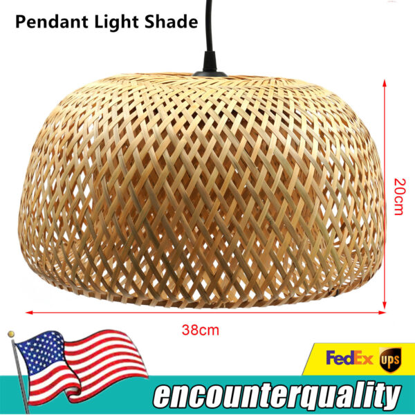 Vintage Bamboo Wicker Rattan Shade Pendant Light Hanging Fixture Ceiling Lamp