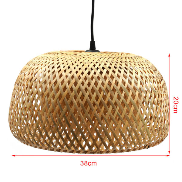 Vintage Bamboo Wicker Rattan Shade Pendant Light Hanging Fixture Ceiling Lamp - Image 3