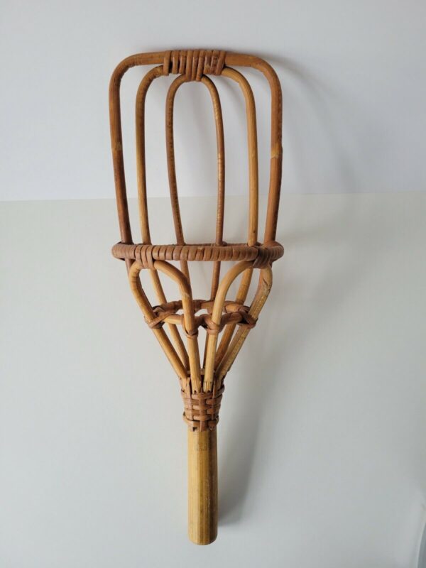 Vintage Bamboo Wicker Rattan Woven Scoop Wall Basket Boho Hippie Decor Read* - Image 3