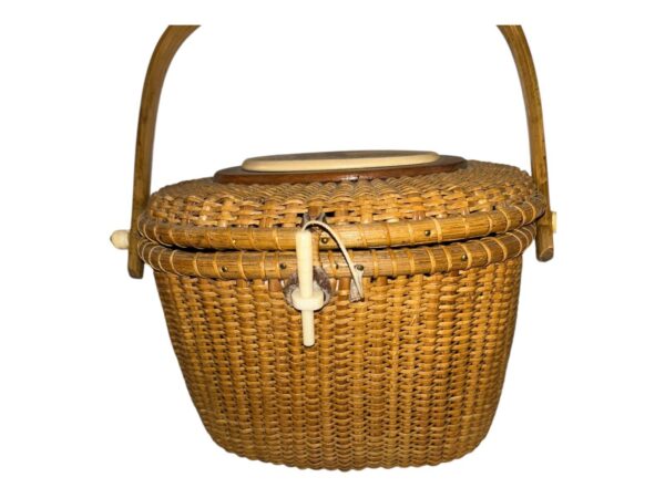 Vintage Barlow Nantucket Basket Handbag With Duck Motif Stamped Barlow - Image 5