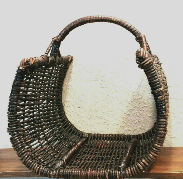 Vintage Basket Woven Wicker Rattan Wood Log Holder Magazine Books Bohemian - Image 3