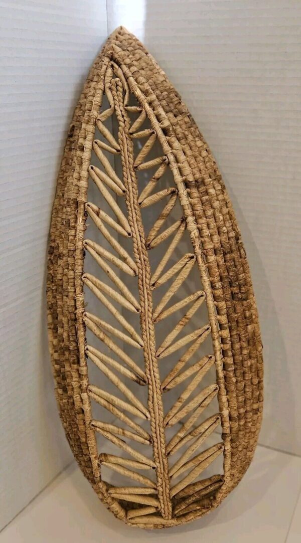 Vintage Bohemian Leaf Hand Woven Bread Basket - Image 4