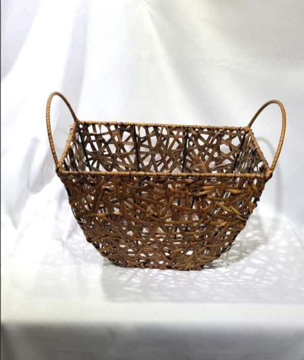 Vintage Boho Basket With Handles - Image 2