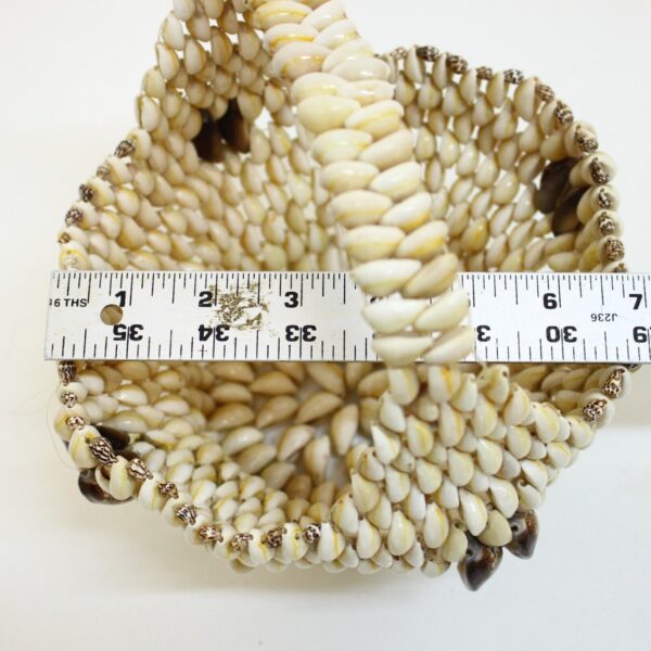 Vintage Boho Beach Cottage Cowrie Puka Seashell Basket with handle - Image 5