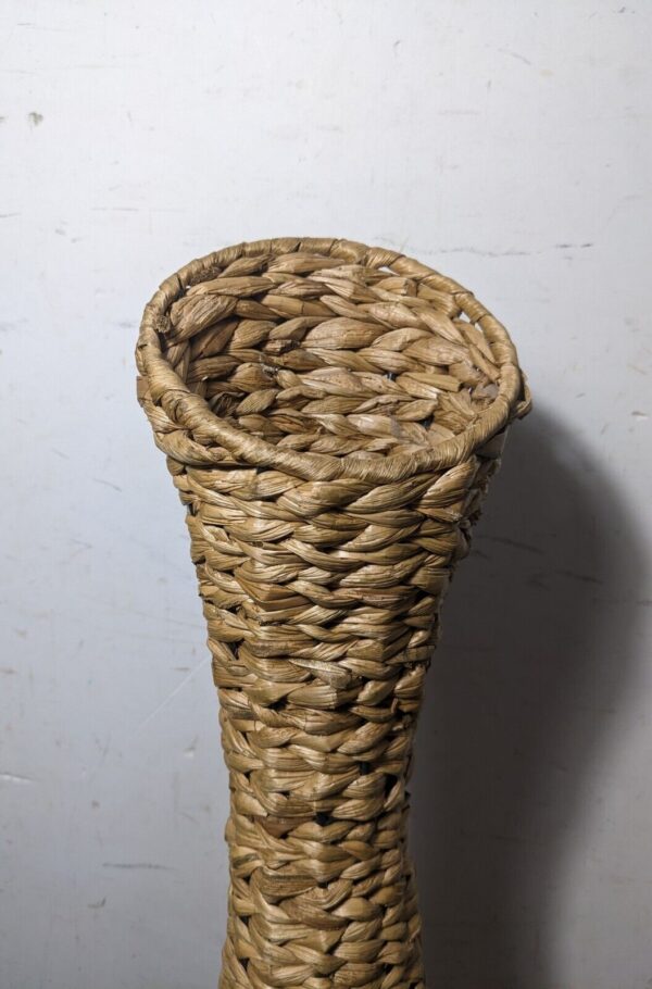 Vintage Boho Chic Bohemian Woven Wicker Rattan Sculptural Vase Basket - Image 5