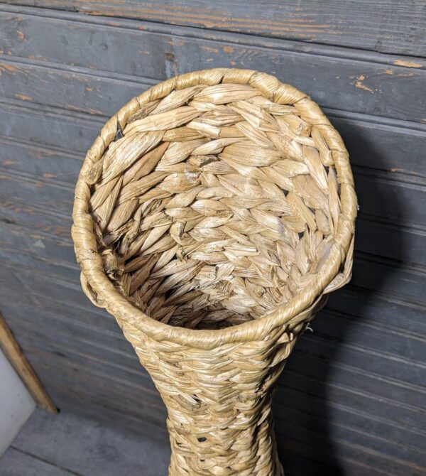 Vintage Boho Chic Bohemian Woven Wicker Rattan Sculptural Vase Basket - Image 6