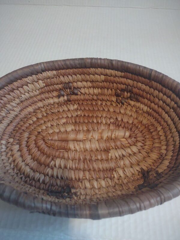 Vintage Boho Hand Woven Coil Natural Wicker Oval Farmhouse Basket Cottagecore - Image 2