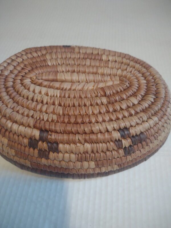 Vintage Boho Hand Woven Coil Natural Wicker Oval Farmhouse Basket Cottagecore - Image 3