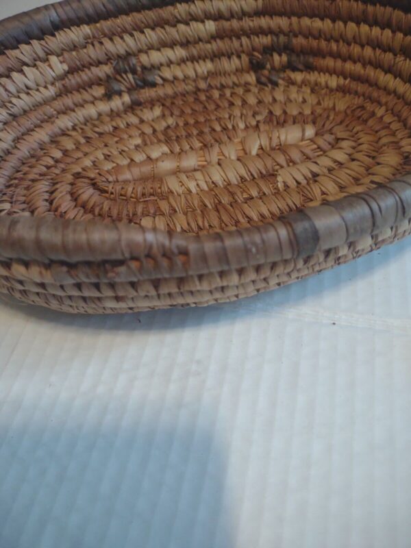 Vintage Boho Hand Woven Coil Natural Wicker Oval Farmhouse Basket Cottagecore - Image 5