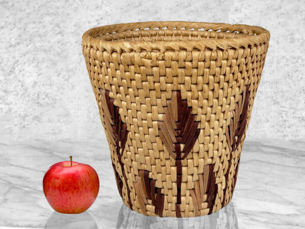 Vintage Boho Natural Wicker Woven Waste Basket - Image 2