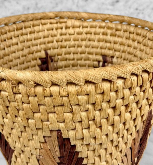 Vintage Boho Natural Wicker Woven Waste Basket - Image 5