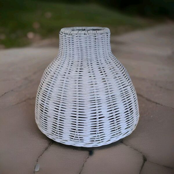 Vintage Boho White Rattan Wicker Lamp Light Shade 11in