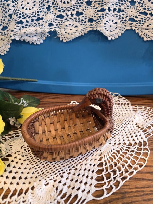 Vintage Boho Wicked Ratan Duck Basket 5" W 3" H - Image 4