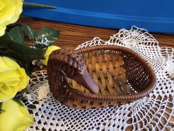 Vintage Boho Wicked Ratan Duck Basket 5" W 3" H