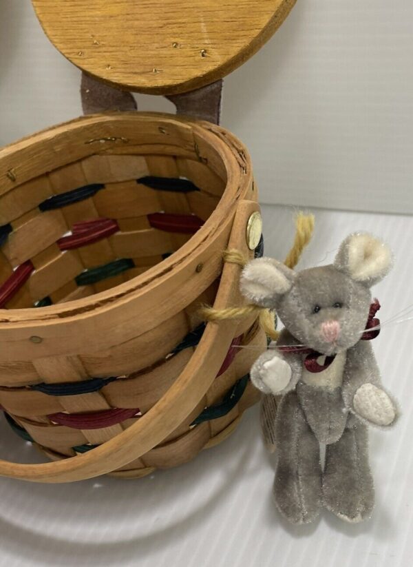 Vintage Boyds Bears Mini Woven Basket Set Bear Paw Print Leather Accents &Mouse - Image 5