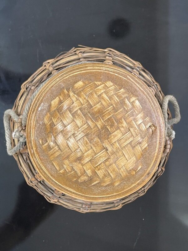 Vintage Burmese Thai Hand Woven Bamboo Rice Seed Basket Container 7” High - Image 5