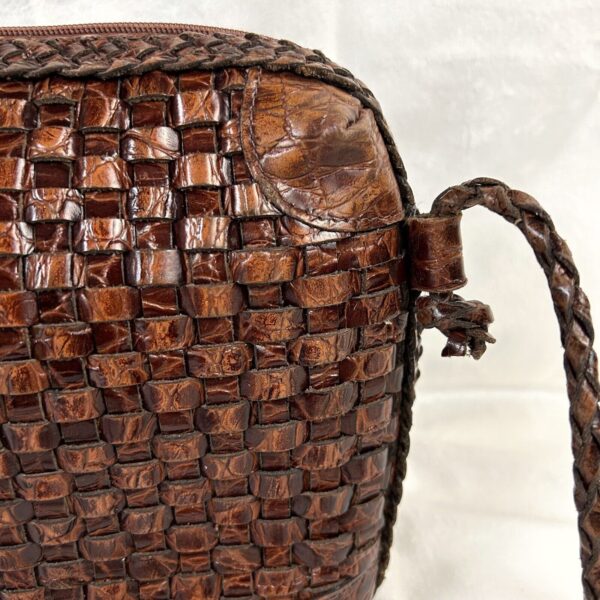 Vintage CeeKlein Woven Crossbody Purse Basket Weave Leather Womens Boho Y2K - Image 2