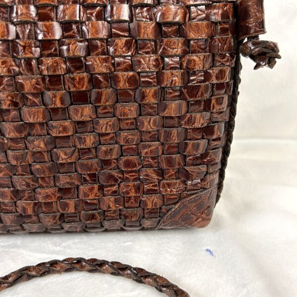 Vintage CeeKlein Woven Crossbody Purse Basket Weave Leather Womens Boho Y2K - Image 3