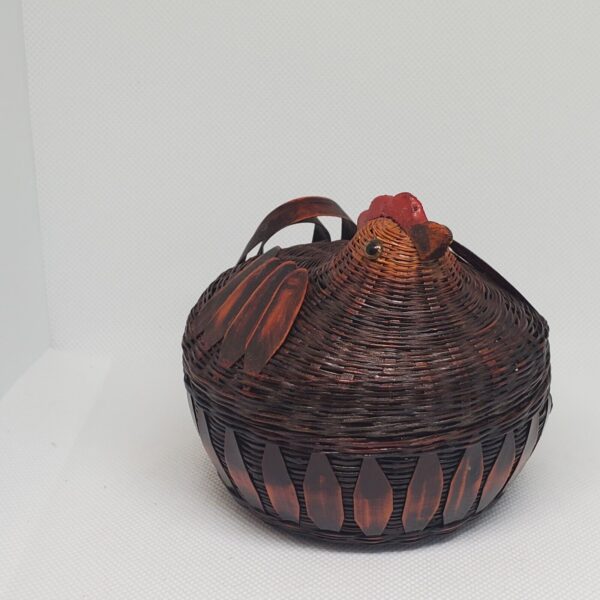 Vintage Chicken Hen Basket Wicker Rattan Farmhouse Country Rustic 4 Inch - Image 2