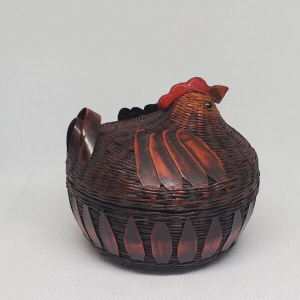 Vintage Chicken Hen Basket Wicker Rattan Farmhouse Country Rustic 4 Inch - Image 3