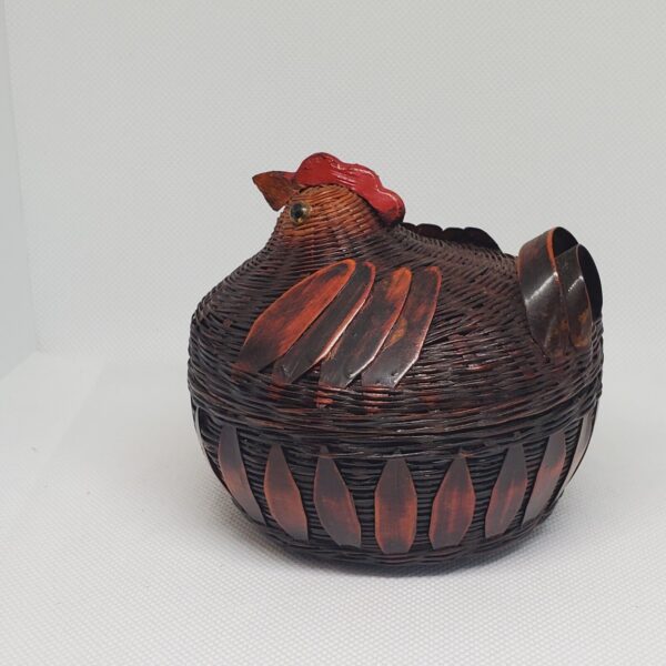 Vintage Chicken Hen Basket Wicker Rattan Farmhouse Country Rustic 4 Inch - Image 5