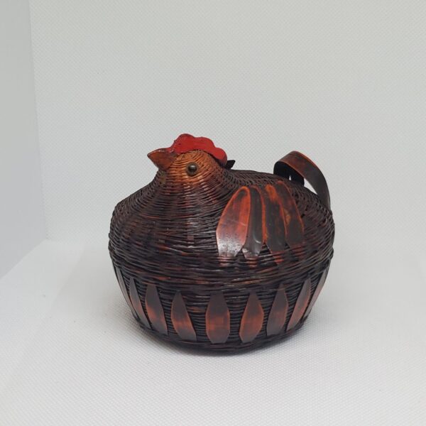 Vintage Chicken Hen Basket Wicker Rattan Farmhouse Country Rustic 4 Inch