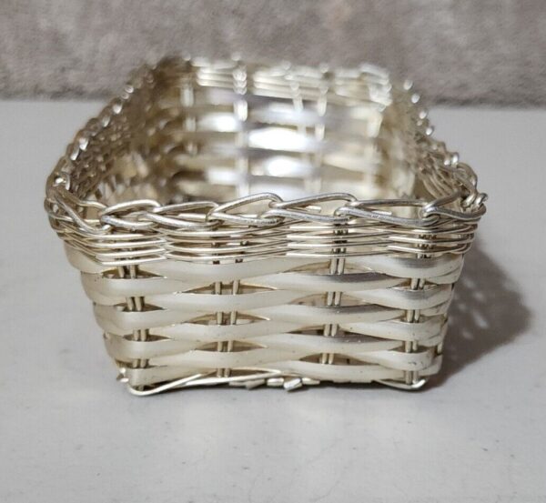 Vintage Diner Silver Woven Metal Cracker Basket Restaurant Ware - Image 2