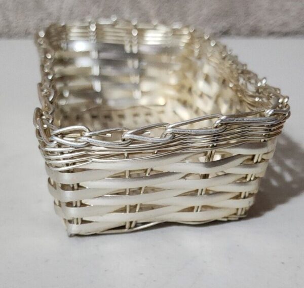 Vintage Diner Silver Woven Metal Cracker Basket Restaurant Ware - Image 4