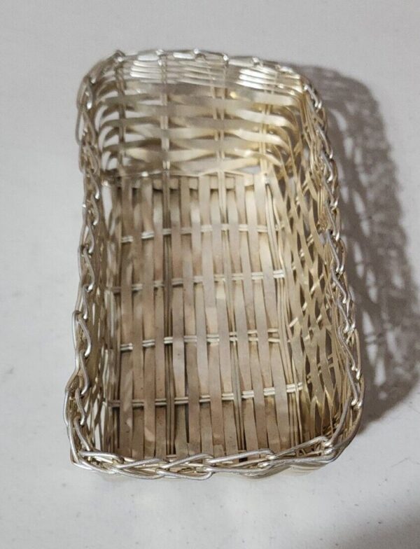 Vintage Diner Silver Woven Metal Cracker Basket Restaurant Ware - Image 5